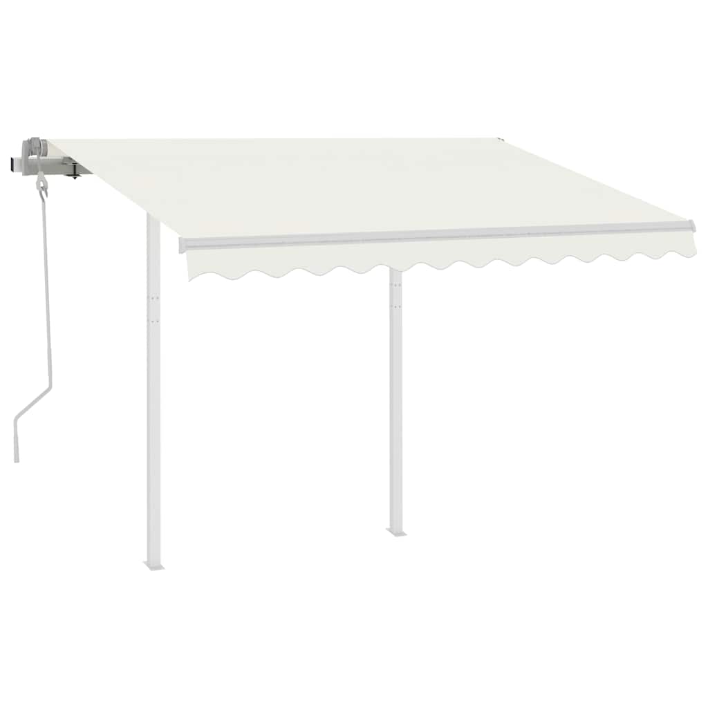 3069897 vidaXL Manual Retractable Awning with Posts 3x2,5 m Cream (313189+46833+315093)