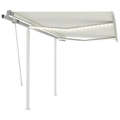 3069902 vidaXL Manual Retractable Awning with LED 3x2,5 m Cream (313199+46833+315093)