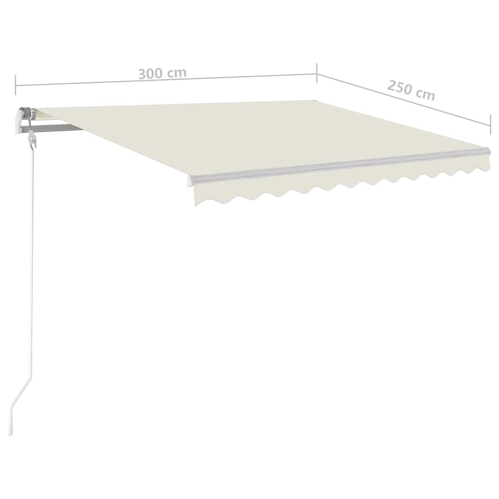 3069902 vidaXL Manual Retractable Awning with LED 3x2,5 m Cream (313199+46833+315093)