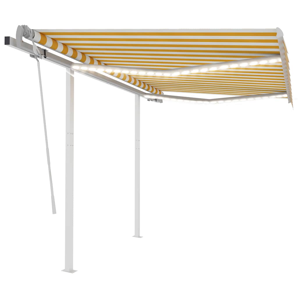 3069903 vidaXL Manual Retractable Awning with LED 3x2,5 m Yellow and White (313199+46836+315093)