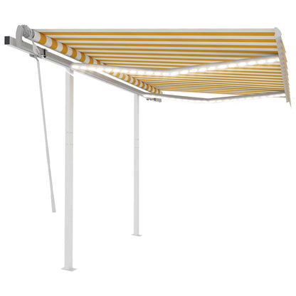 3069903 vidaXL Manual Retractable Awning with LED 3x2,5 m Yellow and White (313199+46836+315093)