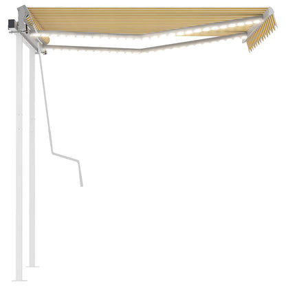3069903 vidaXL Manual Retractable Awning with LED 3x2,5 m Yellow and White (313199+46836+315093)