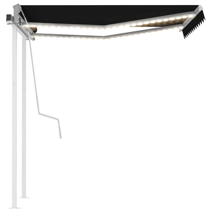 3069904 vidaXL Manual Retractable Awning with LED 3x2,5 m Anthracite (313199+46839+315093)