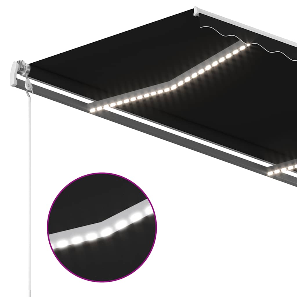 3069904 vidaXL Manual Retractable Awning with LED 3x2,5 m Anthracite (313199+46839+315093)