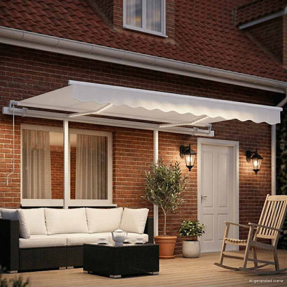 3069922 vidaXL Manual Retractable Awning with LED 3,5x2,5 m Cream (313200+313167+315093)