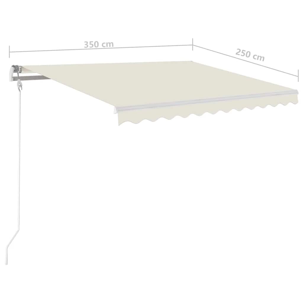 3069922 vidaXL Manual Retractable Awning with LED 3,5x2,5 m Cream (313200+313167+315093)