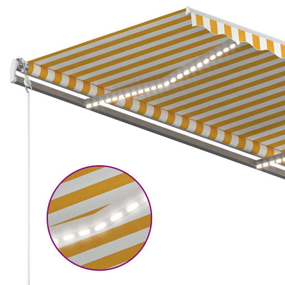 3069923 vidaXL Manual Retractable Awning with LED 3,5x2,5 m Yellow and White (313200+313174+315093)