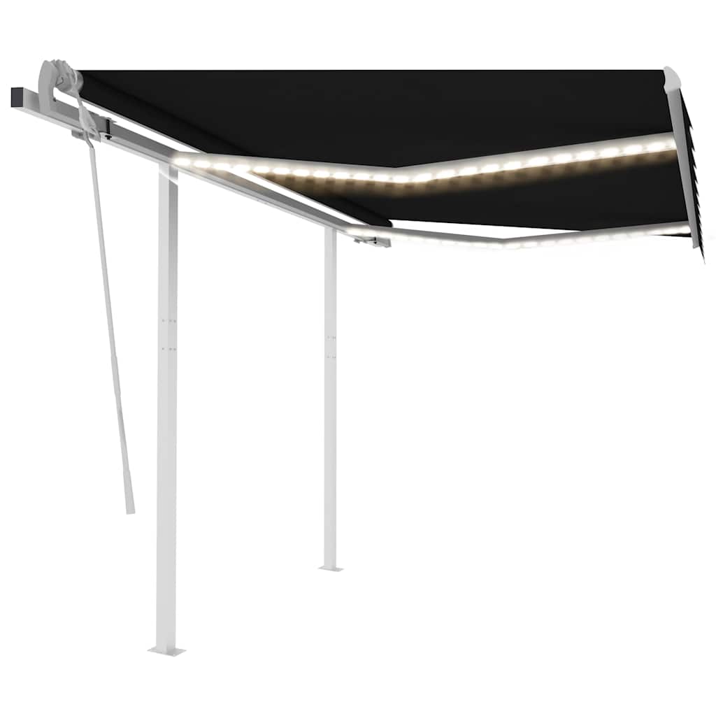 3069924 vidaXL Manual Retractable Awning with LED 3,5x2,5 m Anthracite (313200+46848+315093)