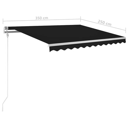 3069924 vidaXL Manual Retractable Awning with LED 3,5x2,5 m Anthracite (313200+46848+315093)