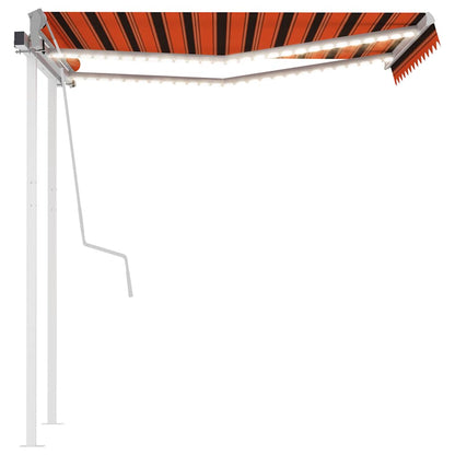3069925 vidaXL Manual Retractable Awning with LED 3,5x2,5 m Orange and Brown (313200+46860+315093)