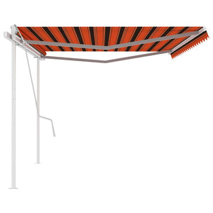 vidaXL Manual Retractable Awning with Posts 5x3 m Orange and Brown