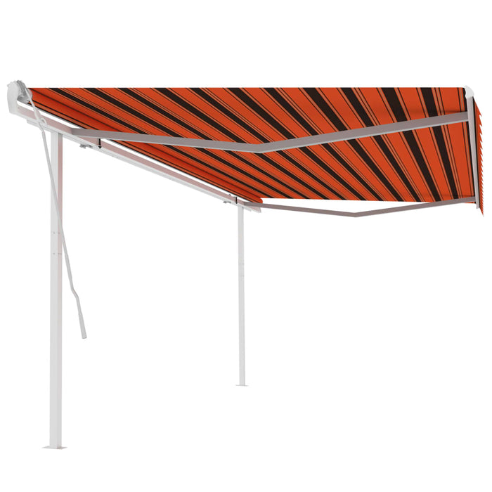 vidaXL Manual Retractable Awning with Posts 5x3.5 m Orange and Brown