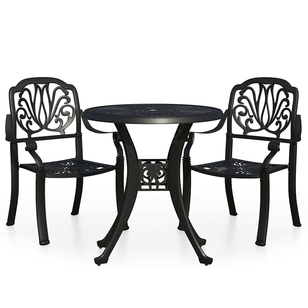 vidaXL Bistro Set | Black | Cast Aluminium |  Durable  | Bistro Set | Round