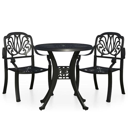 vidaXL Bistro Set | Black | Cast Aluminium |  Durable  | Bistro Set | Round