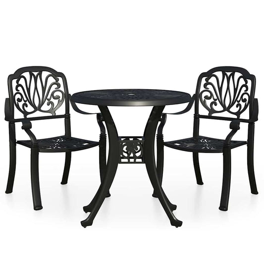 vidaXL Bistro Set | Black | Cast Aluminium |  Durable  | Bistro Set | Round