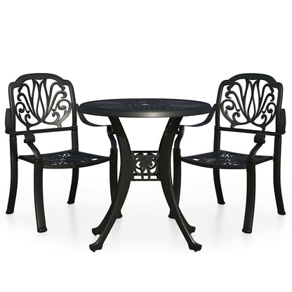 vidaXL 3 Piece Bistro Set Cast Aluminium Black