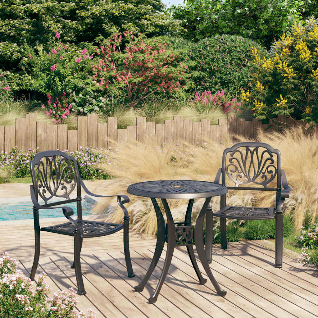 vidaXL 3 Piece Bistro Set Cast Aluminium Black