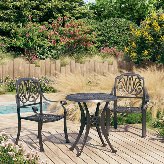 vidaXL 3 Piece Bistro Set Cast Aluminium Black