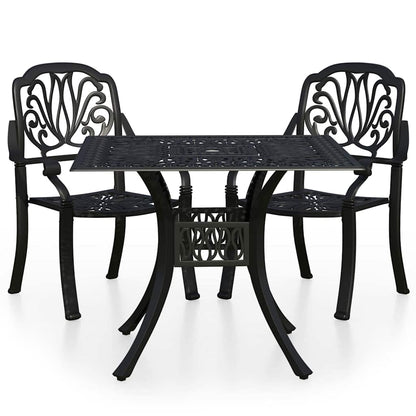 vidaXL 3 Piece Bistro Set Cast Aluminium Black