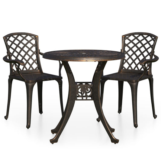 vidaXL Bistro Set | Bronze | Cast aluminium | Standard | Durable | Bistro Set