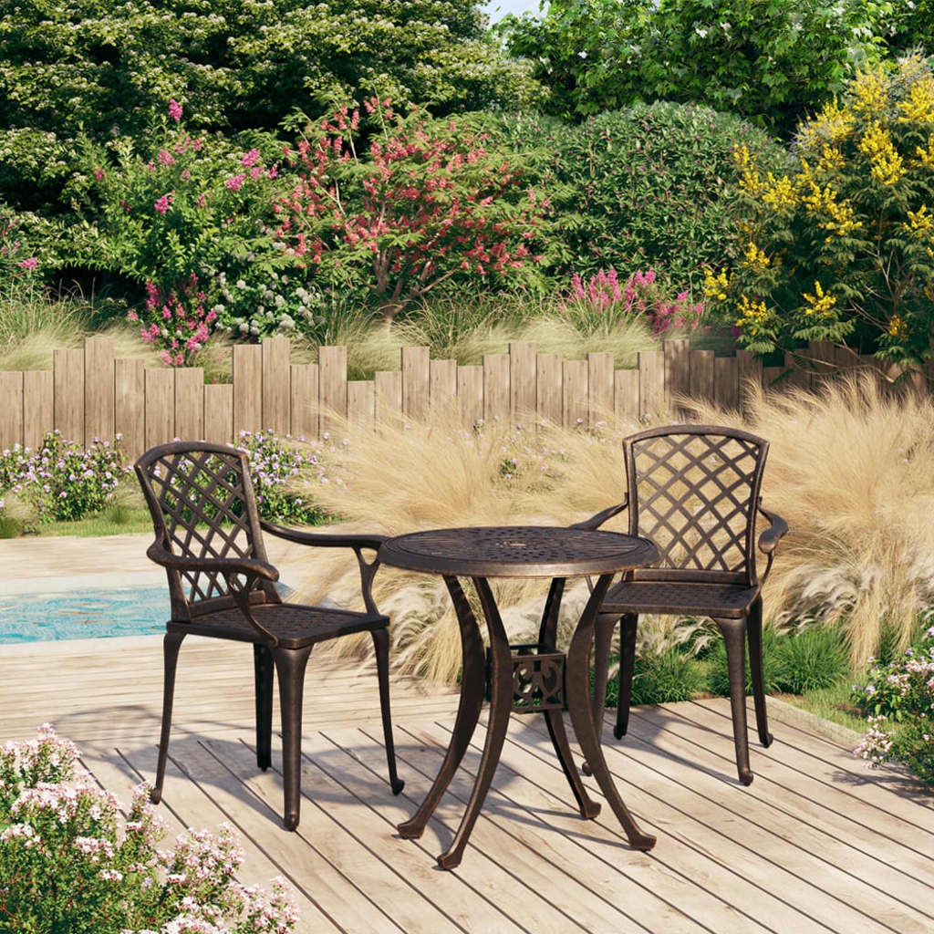 vidaXL Bistro Set | Bronze | Cast aluminium | Standard | Durable | Bistro Set