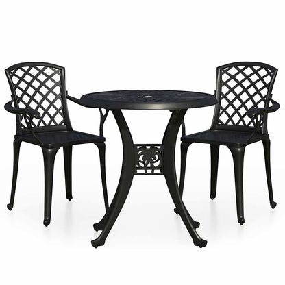 vidaXL 3 Piece Bistro Set Cast Aluminium Black