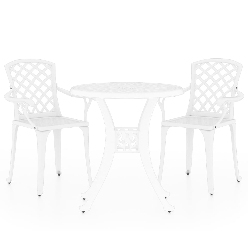 vidaXL Bistro Set | White | Cast Aluminium | Medium | Tough | Bistro Set | Round