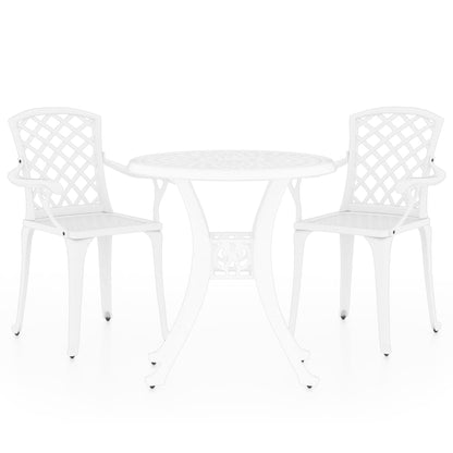 vidaXL Bistro Set | White | Cast Aluminium | Medium | Tough | Bistro Set | Round