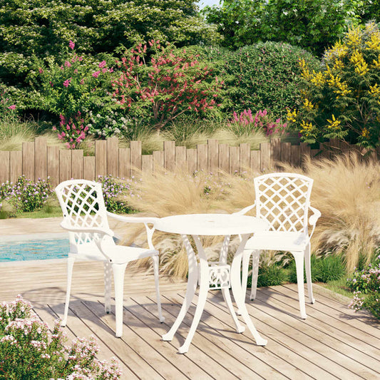 vidaXL Bistro Set | White | Cast Aluminium | Medium | Tough | Bistro Set | Round