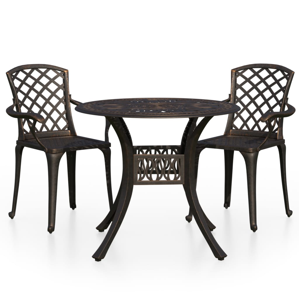 vidaXL 3 Piece Bistro Set Cast Aluminium Bronze