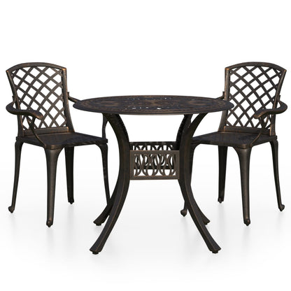 vidaXL 3 Piece Bistro Set Cast Aluminium Bronze