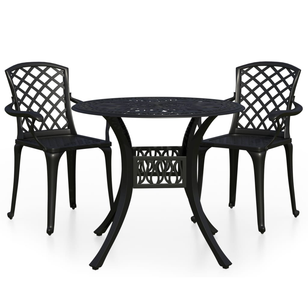 vidaXL Bistro Set | Black | Cast aluminium | Medium |  Industrial  | Bistro Set
