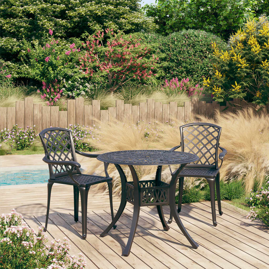 vidaXL Bistro Set | Black | Cast aluminium | Medium |  Industrial  | Bistro Set