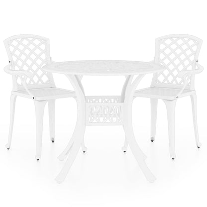 vidaXL Bistro Set | White | Cast Aluminium | Medium | Decorative Inlays
