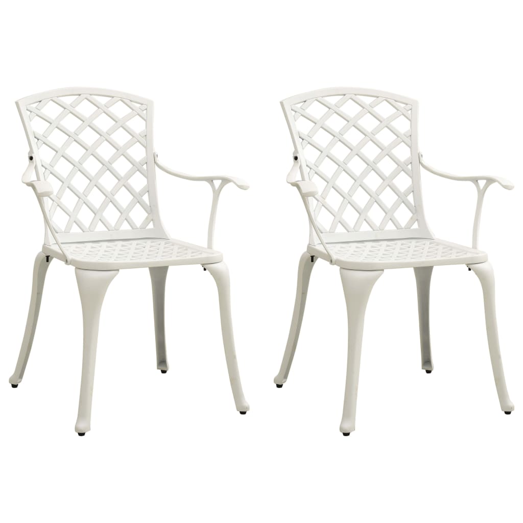 vidaXL Bistro Set | White | Cast Aluminium | Medium | Decorative Inlays