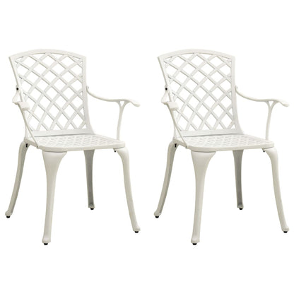 vidaXL Bistro Set | White | Cast Aluminium | Medium | Decorative Inlays