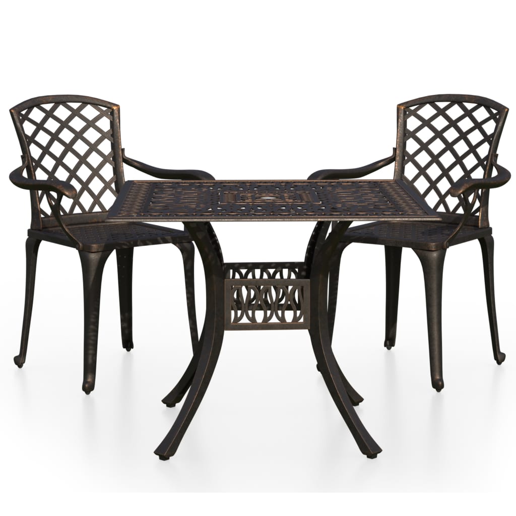 vidaXL Bistro Set | Bronze | Cast Aluminium | Standard |  Decorative Inlays