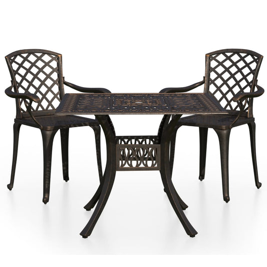 vidaXL Bistro Set | Bronze | Cast Aluminium | Standard |  Decorative Inlays