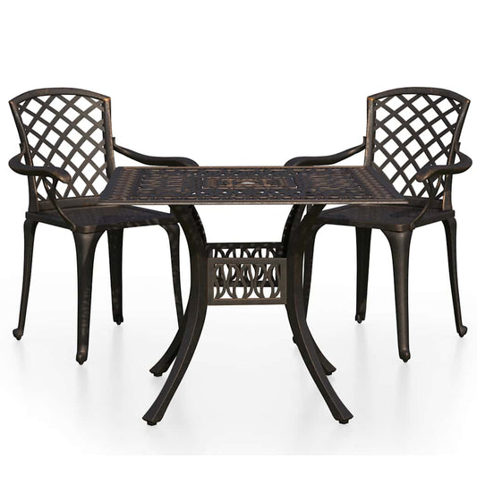 vidaXL Bistro Set | Bronze | Cast Aluminium | Standard |  Decorative Inlays