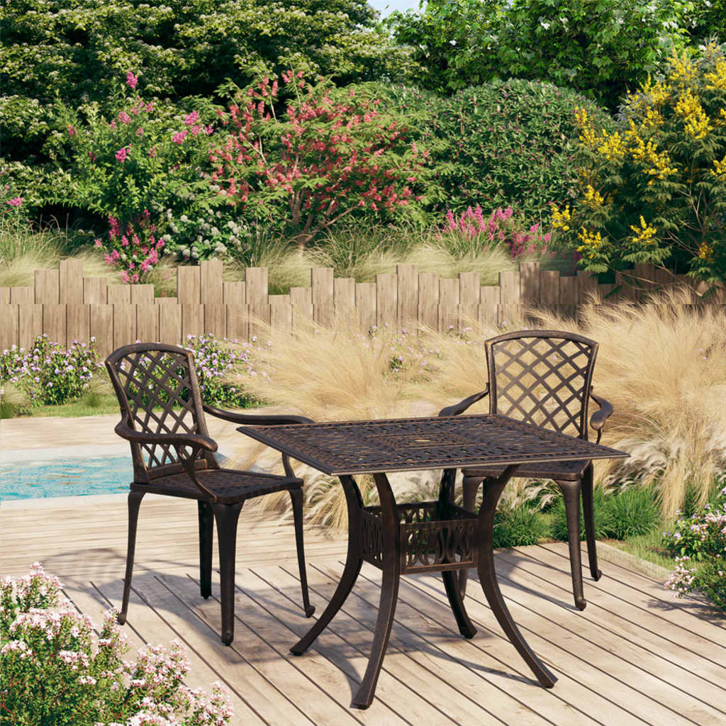 vidaXL Bistro Set | Bronze | Cast Aluminium | Standard |  Decorative Inlays