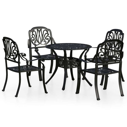 vidaXL Bistro Set | Black | Cast aluminium | 1 Table, 4 Chairs | Durable