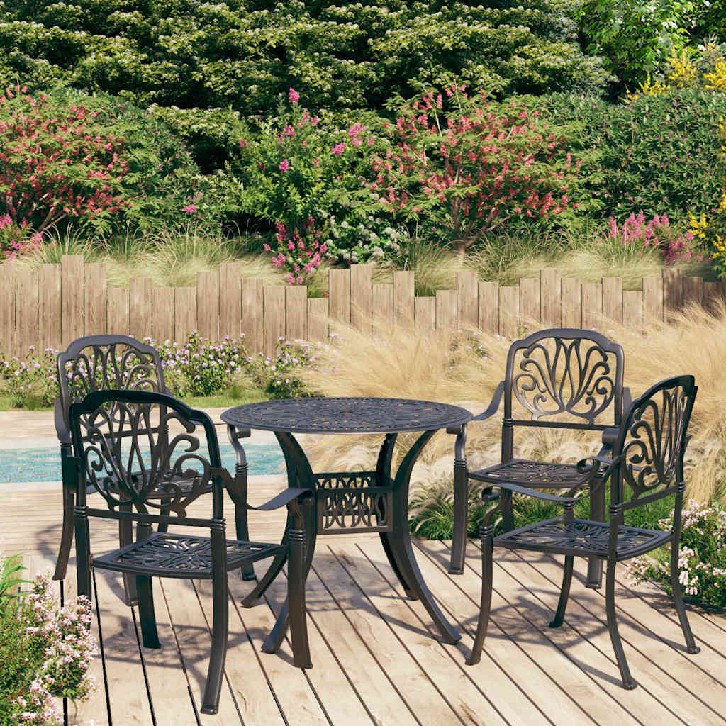 vidaXL 5 Piece Bistro Set Cast Aluminium Black