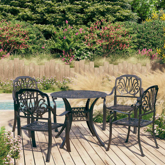vidaXL 5 Piece Bistro Set Cast Aluminium Black
