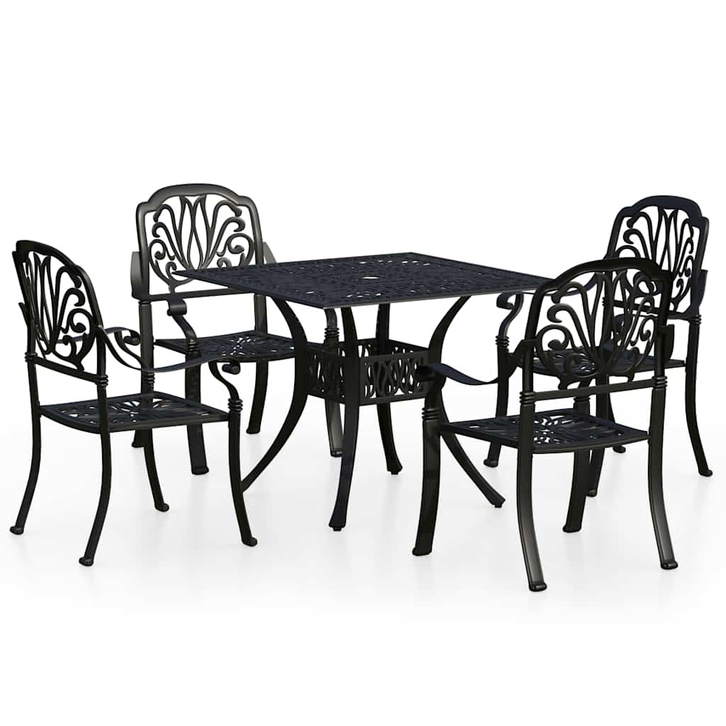 vidaXL Bistro Set | Black | Cast Aluminium | Large | Durable | Bistro Set