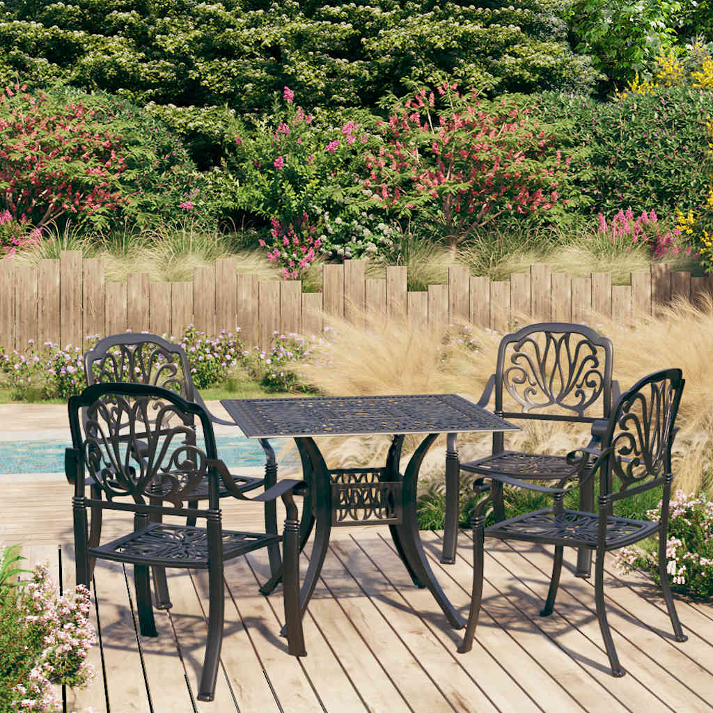 vidaXL Bistro Set | Black | Cast Aluminium | Large | Durable | Bistro Set