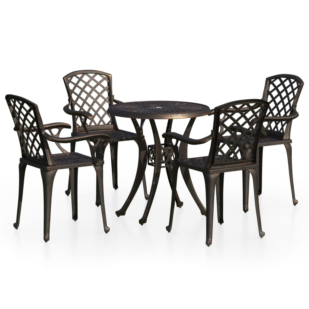 vidaXL Bistro Set | Bronze | Cast Aluminium | Standard | Decorative Inlays