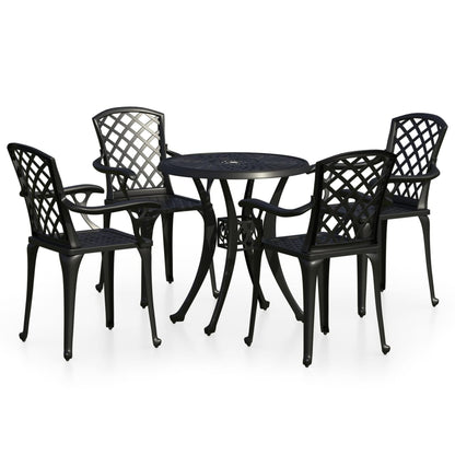 vidaXL Bistro Set | Black | Cast aluminium | Medium | Decorative Inlays