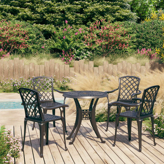 vidaXL Bistro Set | Black | Cast aluminium | Medium | Decorative Inlays