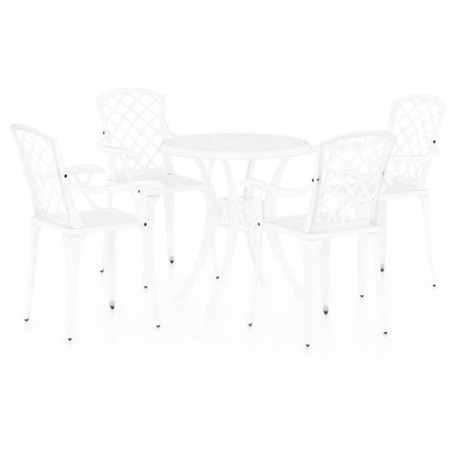 vidaXL Bistro Set | White | Cast aluminium | Medium | Decorative Inlays