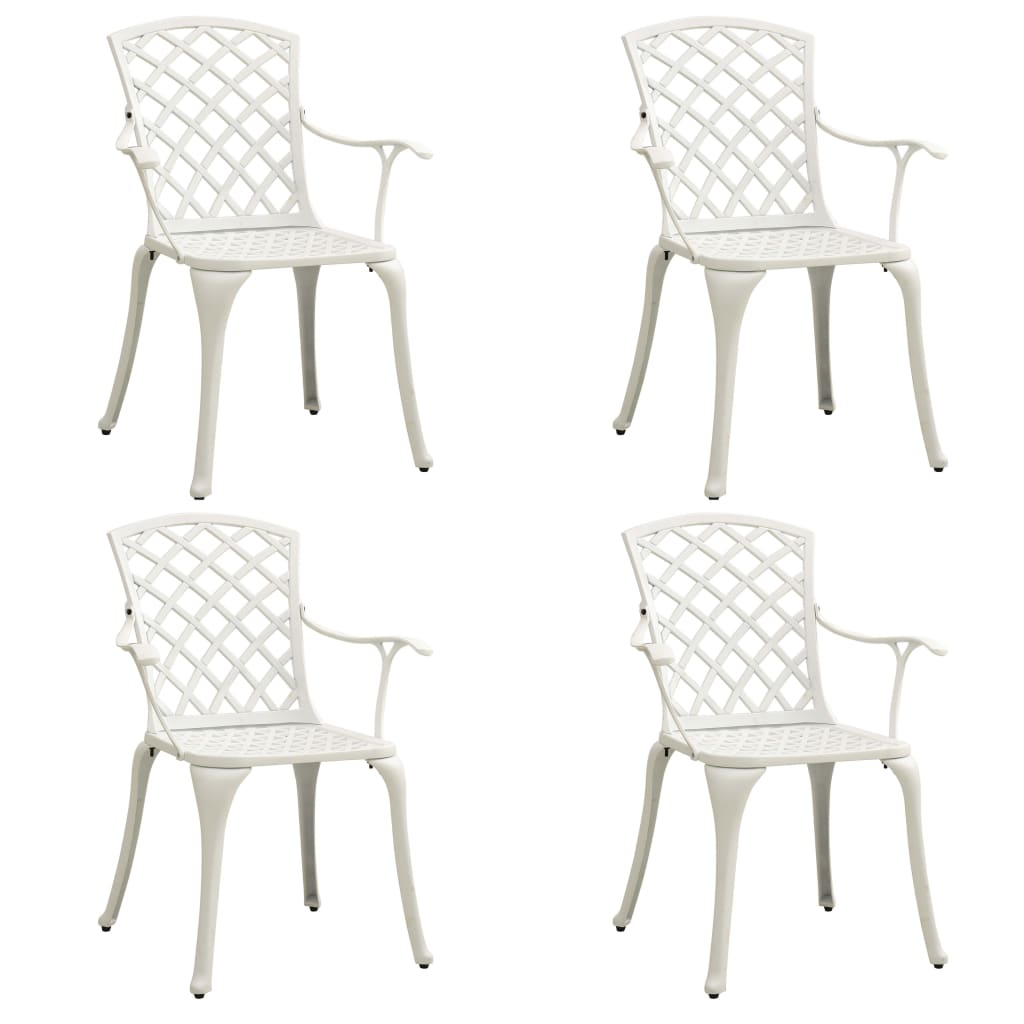 vidaXL Bistro Set | White | Cast aluminium | Medium | Decorative Inlays